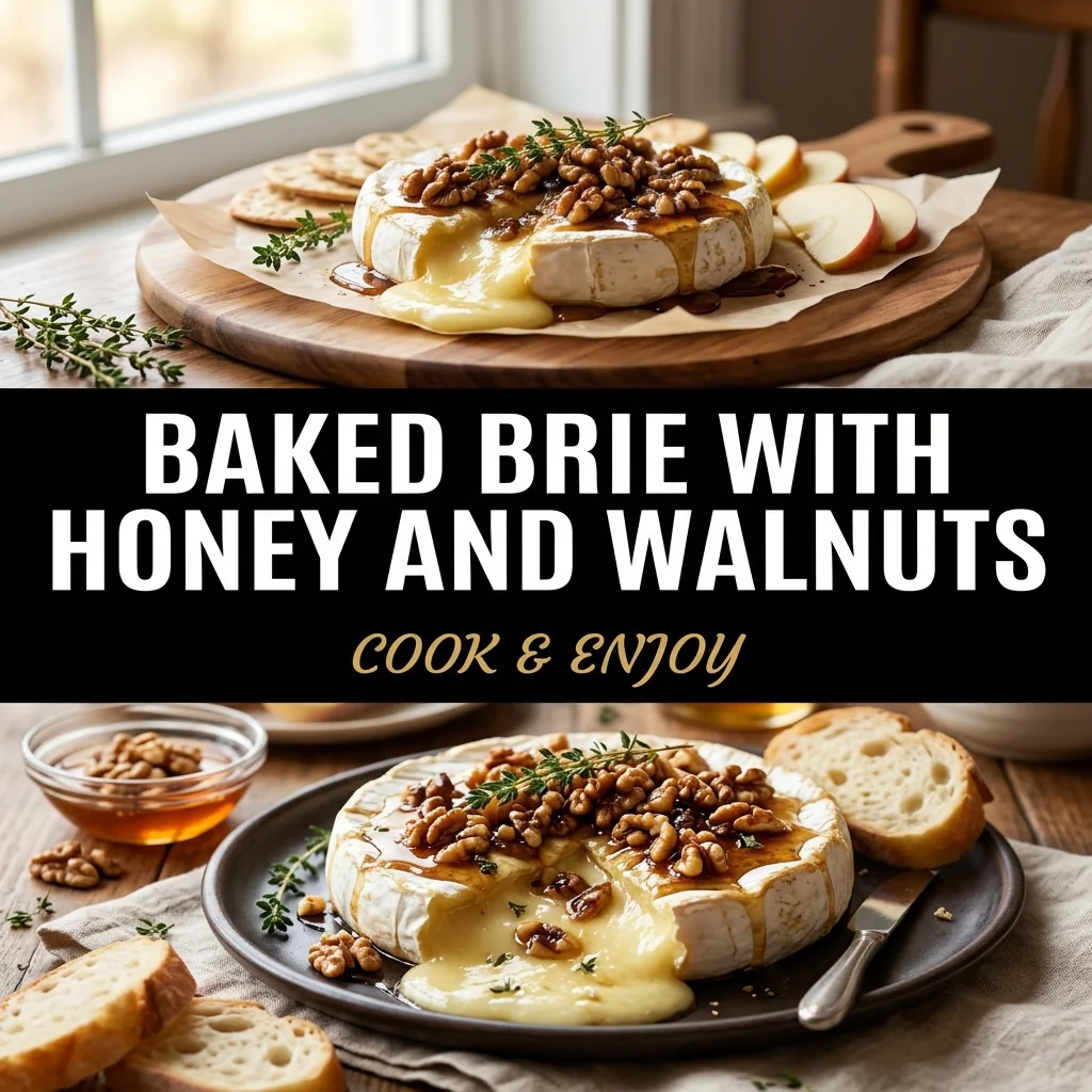 Baked Brie with Honey and Walnuts recipe poster