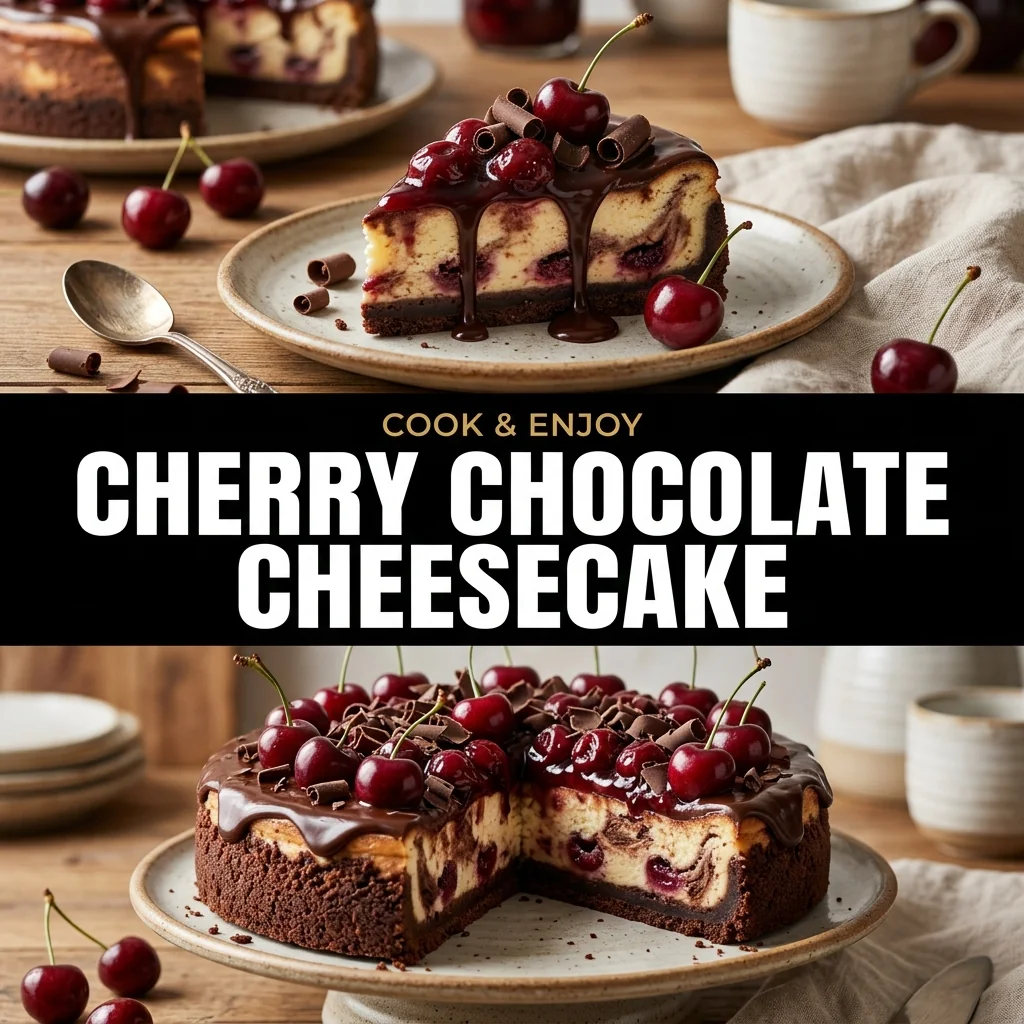 Cherry Chocolate Cheesecake recipe poster