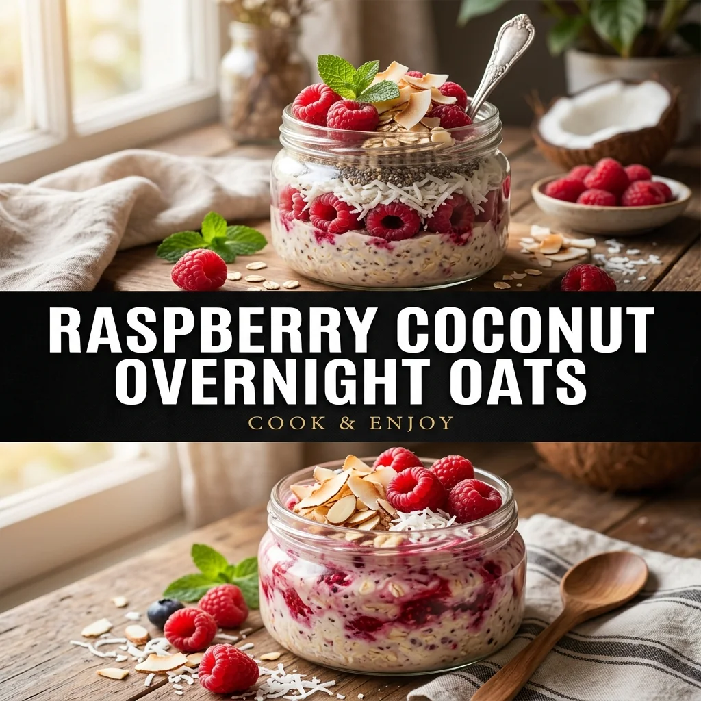 Raspberry Coconut Overnight Oats recipe poster